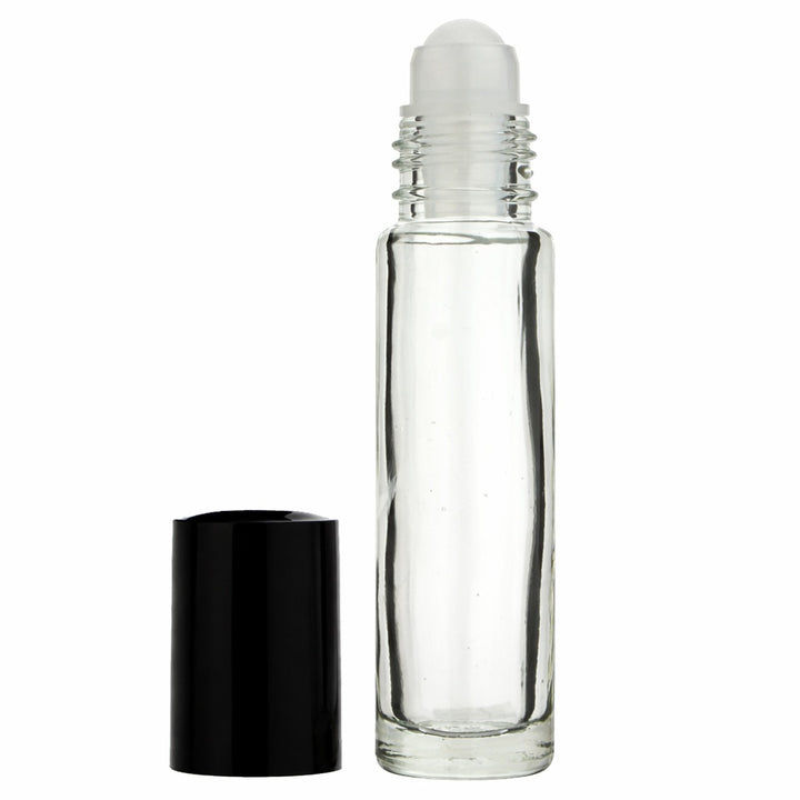 1/3 oz (10 ml) Glass Roll-On Bottle with Roller Ball & Cap – Essential Oil & Perfume Bottle
