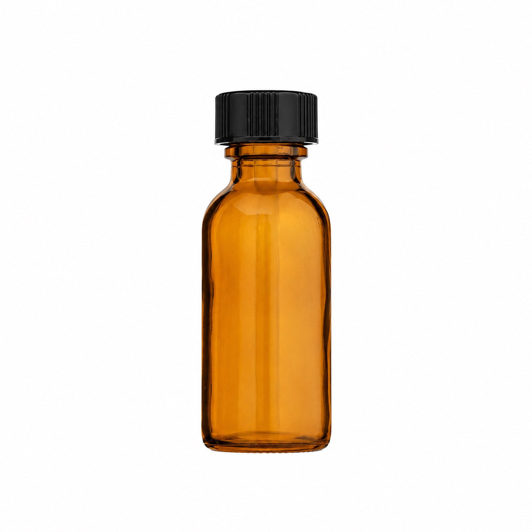 1 oz Amber Glass Boston Round Bottle – 20/400 Neck