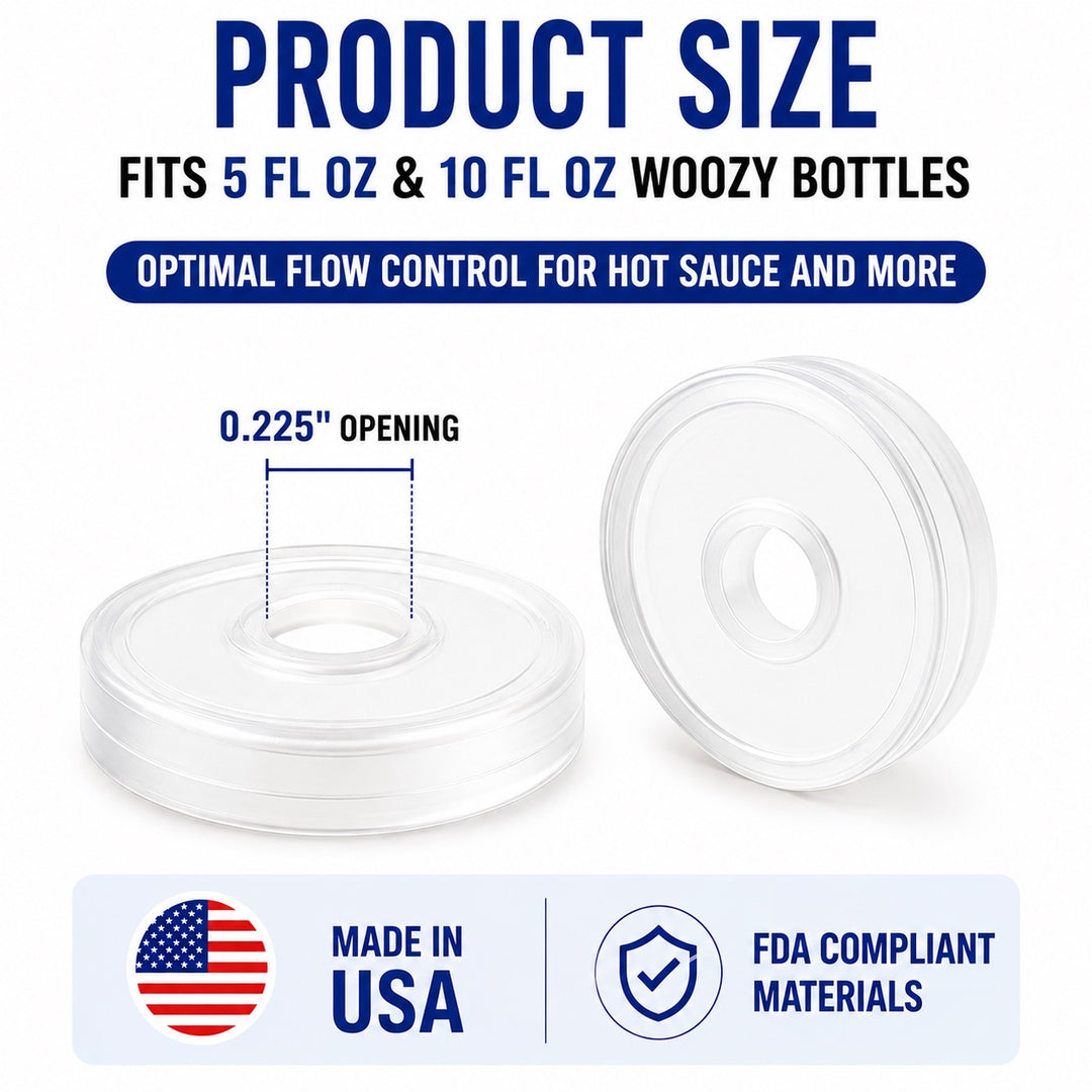 .225 Orifice Reducer for Hot Sauce - 24mm Woozy Bottle Dripper - Traditional Fit