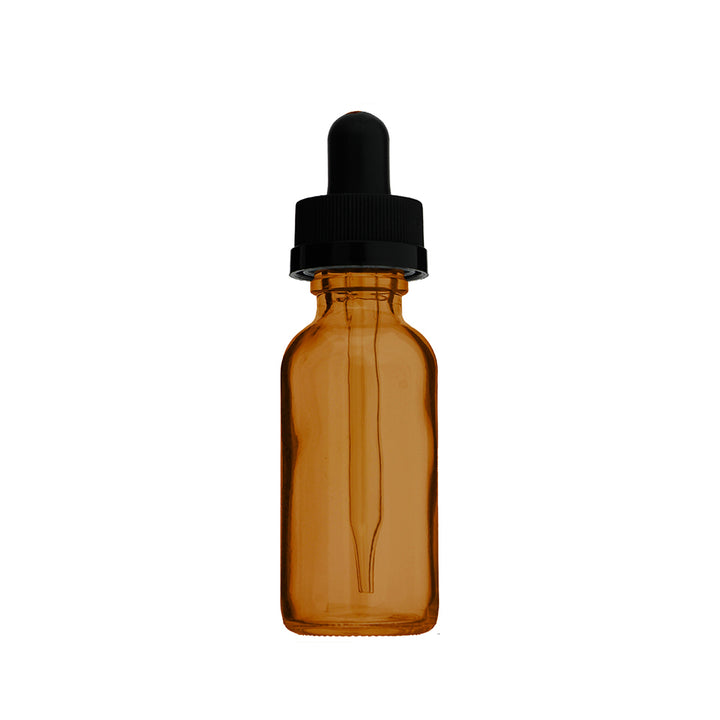 1 oz Amber Glass Boston Round Bottle – 20/400 Neck