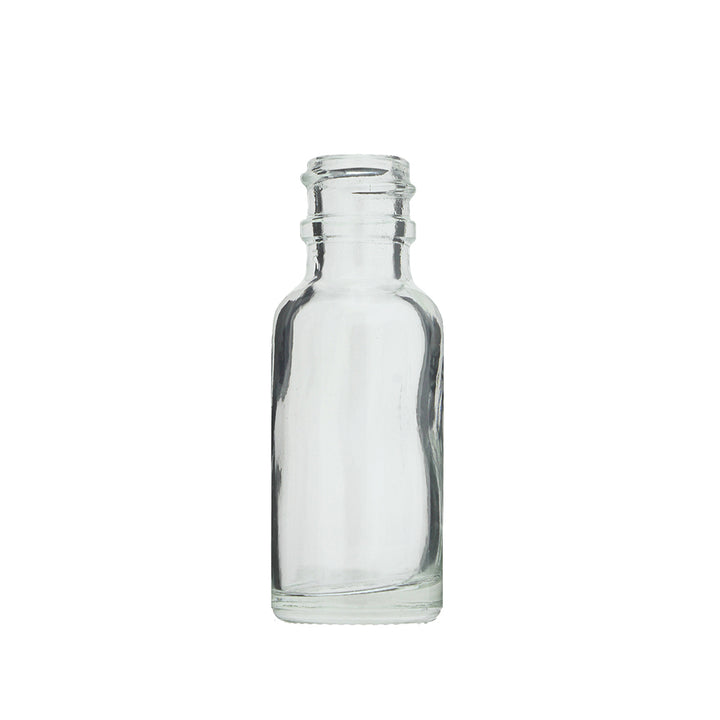 1/2 oz (15 ml) Clear Glass Boston Round Bottle - 18/415 Neck