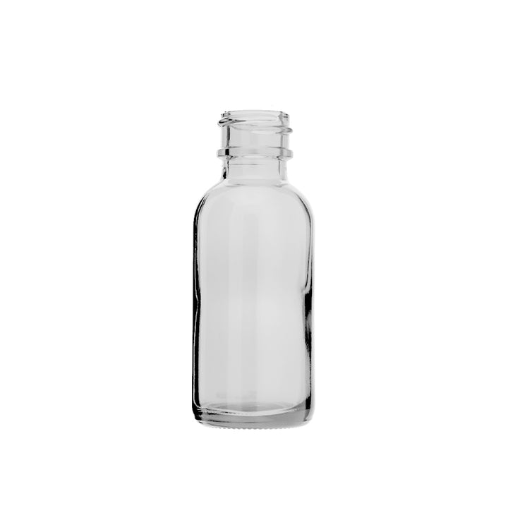 1 oz (30 ml) Clear Glass Boston Round Bottle - 20/400 Neck