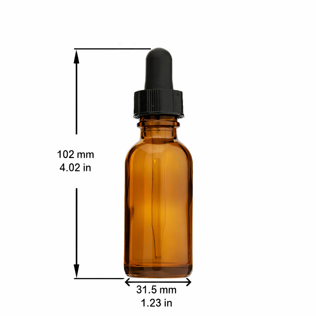 1 oz Amber Glass Boston Round Bottle – 20/400 Neck