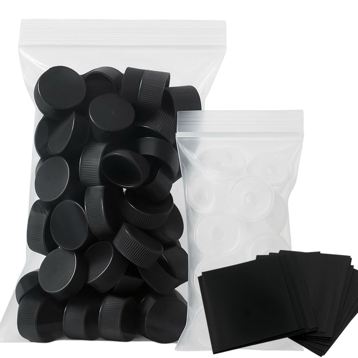 Black Screw Caps, Orifice Reducer and Black Shrink Band for Hot Sauce - 24mm Woozy Bottle Dripper
