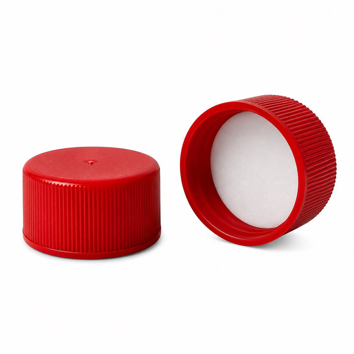Red Screw Caps 24-414 for Woozy Bottles Hot Sauce - Foam Liner