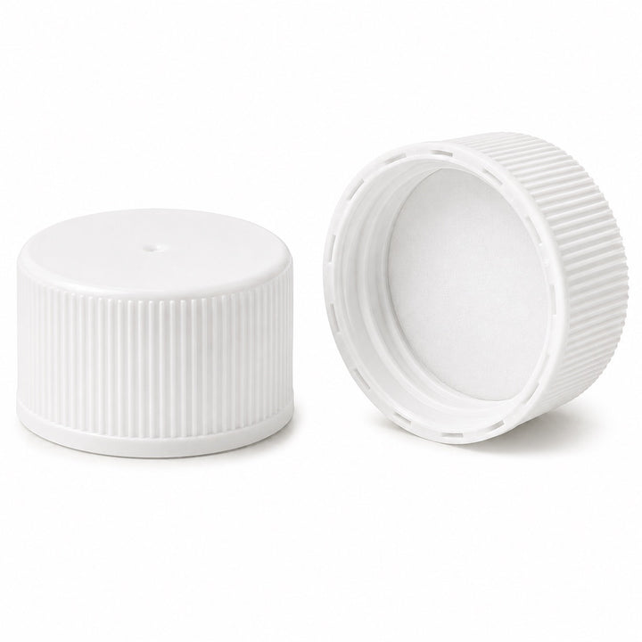 White Screw Caps 24-414 for Woozy Bottles Hot Sauce - Food Grade Foam Liner