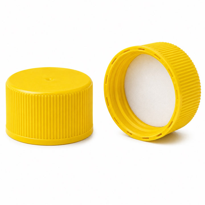 Yellow Screw Caps and Orifice Reducer - Compatible with 5 oz. & 10 oz. Woozy Hot Sauce Bottles