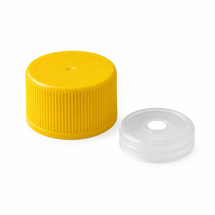 Yellow Screw Caps and Orifice Reducer - Compatible with 5 oz. & 10 oz. Woozy Hot Sauce Bottles