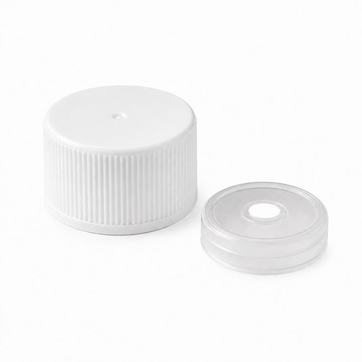 White Screw Caps and Orifice Reducer - Compatible with 5oz. & 10oz. Woozy Hot Sauce Bottles